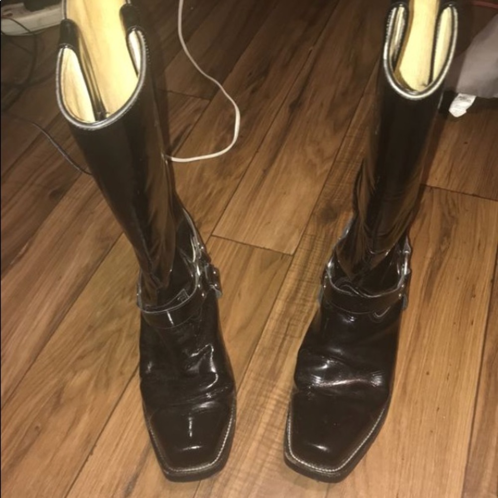 Patent leather  motorcycle boots